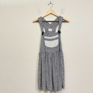 VTG LOLITA WEST by Foxtrot Overall Dress Black Ditsy Floral Whimsigoth